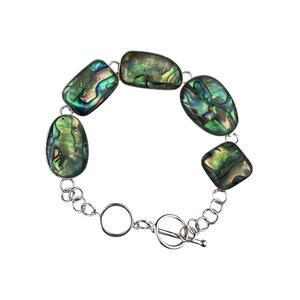 LUC Sterling Silver Bracelet Toggle Clasp Abalone 7.5" or 8.25"